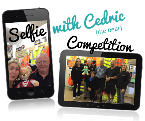 The AWB Textiles Selfie with Cedric the bear competition