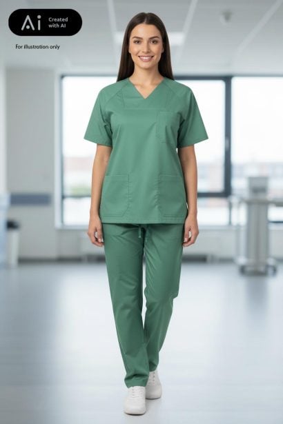 Basic Green Reversible Scrub Set